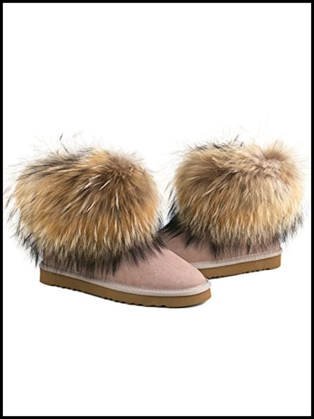 Genuine Suede Waterproof Women's Winter Fur Ankle Snow Boots